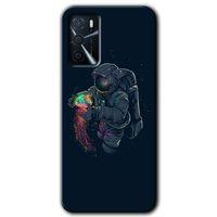 MRCİLETİSİM Oppo A16 Kılıf Baskılı Kapak - Astronot Kıyafeti + 5D Tam Kaplayan Cam
