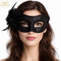 Siyah Simli Tüylü Balo Maskesi – Kadın Parti & Maskeli Balo Maskesi