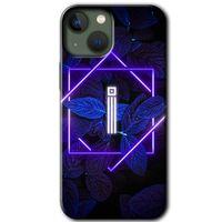 iPhone 13 Mini Kılıf Baskılı Kapak - Dark Neon Yaprak İ Harfi +Tam Ekran Koruyucu