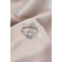 Ayarlamalı Gümüş Renk Metal Zirkon ve Kristal Taşlı Oval Model Yüzük