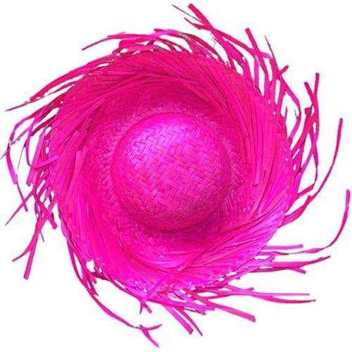 Tropikal Parti Fuşya Hasır Hawaii Şapkası