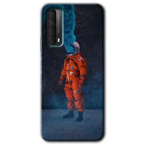 Potkal Hediye Fabrikası Huawei P Smart 2021 HD Baskılı Kılıf + 9D Tam Ekran Koruyucu - Smoke Astronot