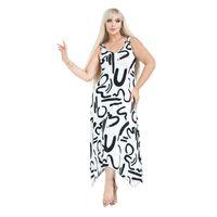 Melsay Butik Beyaz Askılı V Yaka İskandinav Desen Elbise