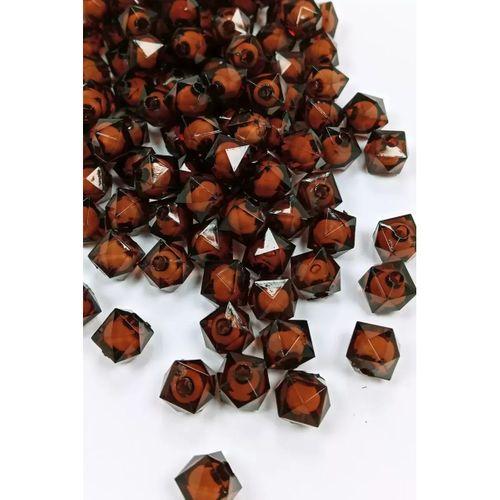 Küp Boncuk İçten Boncuklu Bileklik Çanta Boncuğu 10 mm 50 gr Kahverengi - BNC455