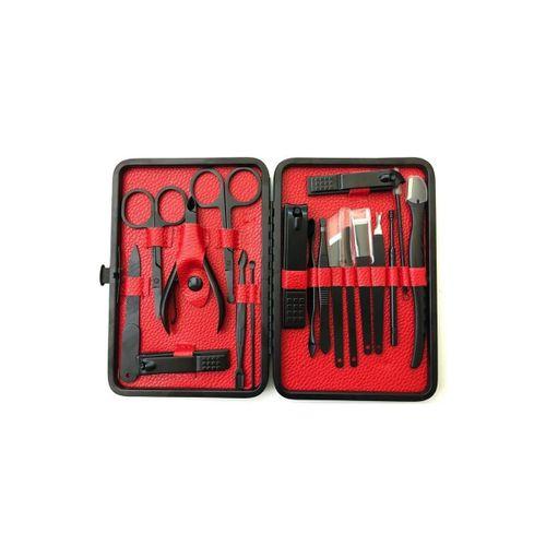 Deri Çantalı Siyah Paslanmaz Çelik 17 Parça Manikür Pedikür Seti