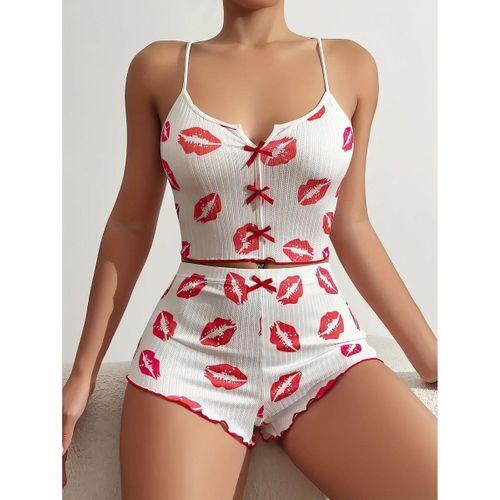 Dudak Desenli Şortlu Pijama Takımı