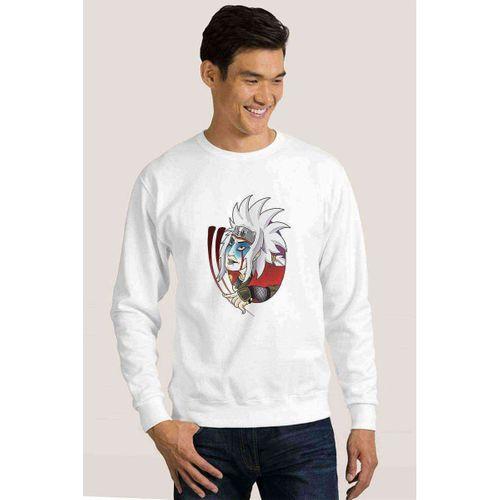 Naruto Jiraiya Baskılı Beyaz Erkek Sweatshirt