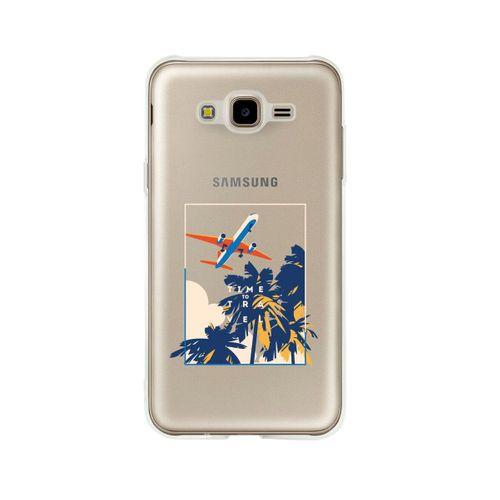 Samsung J7 Time To Travel Desenli Premium Şeffaf Silikon Kılıf