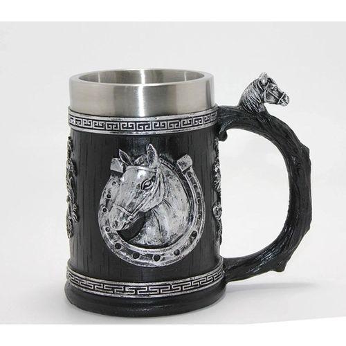 3d Kabartmalı At Büstü Paslanmaz Çelik Kupa Bardak Alk4475