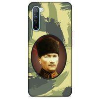 Oppo Reno 3 Kılıf Atatürk (17) Tasarım Kılıf Kamuflaj Koyu Yeşil