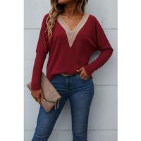 Kadın Uzun Kollu V Yakalı Yarasa Kollu Viskon Bluz