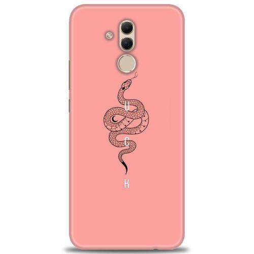 Huawei Mate 20 Lite Kılıf HD Baskılı Kılıf - Pembe Yılan + Tam Ekran Koruyucu