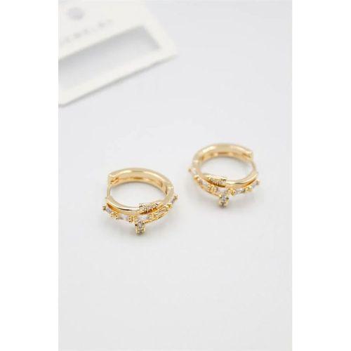 Taşlı Çivi Küpe - Altın