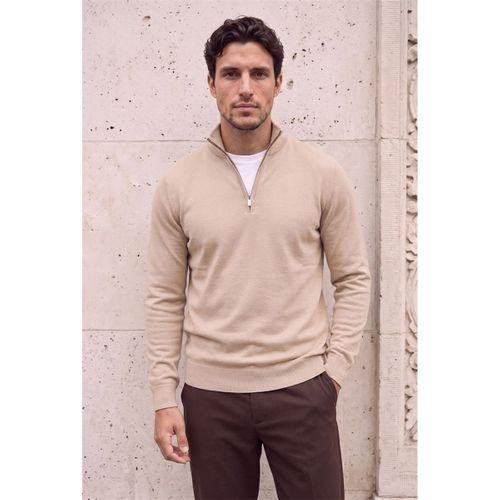 Lars Selanik Örme Kumaş Yarım Fermuar Erkek Sweatshirt - Çakıl