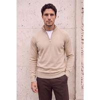 Lars Selanik Örme Kumaş Yarım Fermuar Erkek Sweatshirt - Çakıl