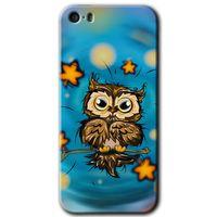 iPhone 5 Kılıf HD Desen Baskılı Arka Kapak - Owl Bird Stars