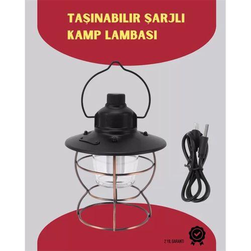Usb Şarjlı Retro Led Kamp Feneri – 4 Işık Modu, Su Geçirmez, Taşınabilir