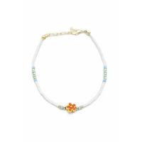 Boncuklu Çiçek  Halhal - Turuncu