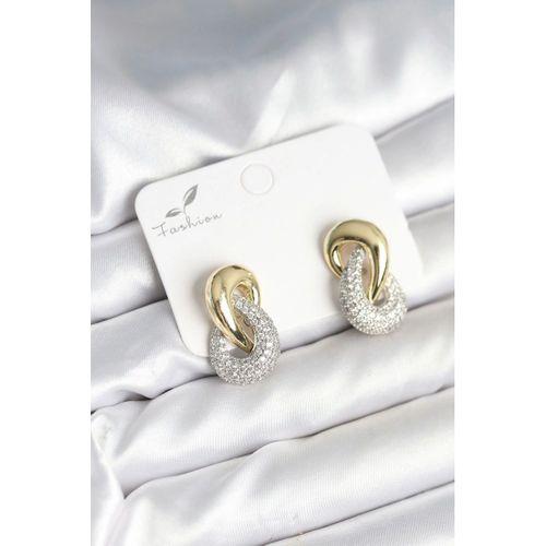 Sarmal Model Gold Gümüş Renk Pirinç Kadın Küpe