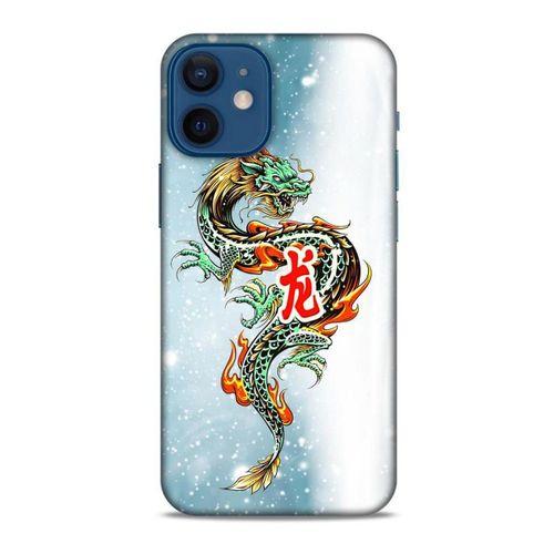 Apple iPhone 12 Mini Kılıf Dragons (29) Arka Koruma Kılıfı Tatoo Mavi Ejderha