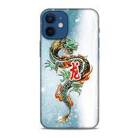 Apple iPhone 12 Mini Kılıf Dragons (29) Arka Koruma Kılıfı Tatoo Mavi Ejderha