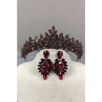 Sara Sık Taşlı Gelin Kına Tacı Ve Küpesi