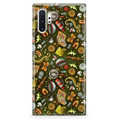 Samsung Galaxy Note 10 Plus Kılıf Barbekü Doodle Arka Kapak Koruma Desenli Full Koruyucu