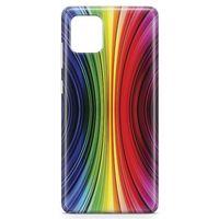 Samsung Galaxy A81 Kılıf Asimetrik Gökkuşağı Arka Kapak Koruma Desenli Full Koruyucu