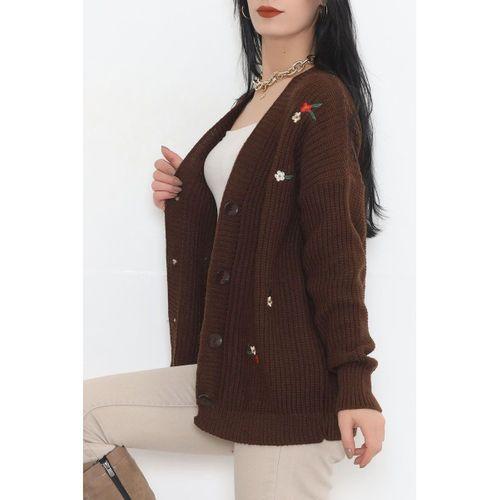 Nakışlı Hırka Acıkahve - 383.1577.