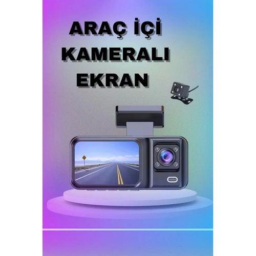 1080p 3 Lensli Wifi Araç İçi Kameralı Ekran Dvr Kaydedici Gece Görüşlü
