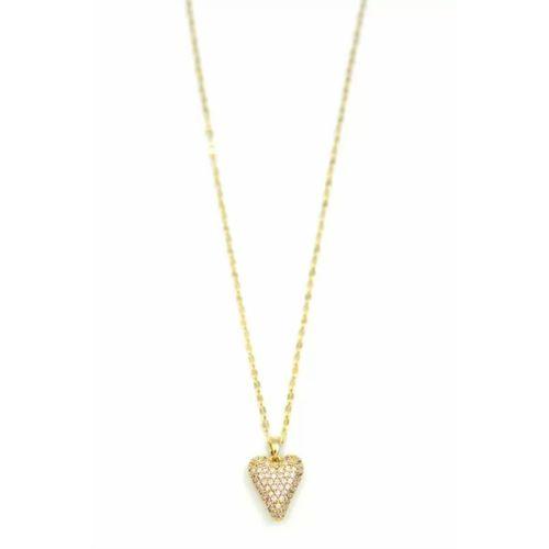 Taşlı Kalp Kolye - Altın