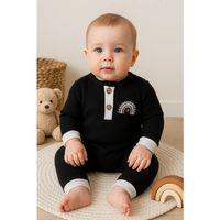 Waffle Gökkuşağı Nakışlı Erkek Bebek Tulumu