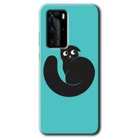 Huawei P40 Pro Kılıf HD Desen Baskılı Arka Kapak - Cat Vector + Kırılmaz Cam