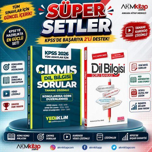 Yediiklim 2026 KPSS Tüm Adaylar İçin Dil Bilgisi Çıkmış Sorular ve AKM Dil Bilgisi Soru Bankası Seti 2 Kitap