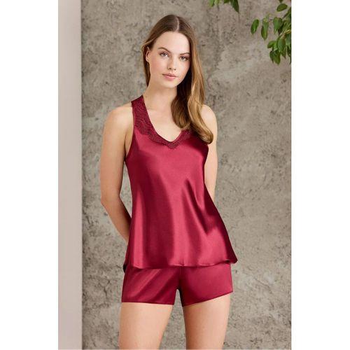 Saten Gecelik Sabahlık Pijama Takım Şort Takım 6'lı Gelin Çeyiz Seti - 6010