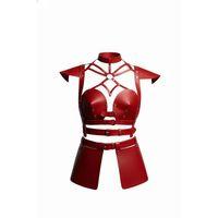 Kırmızı Etek Deri Tokalı Zımbalı Kısa Etek - Brf1371