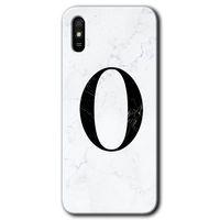 Xiaomi Redmi 9A Kılıf Baskılı Kapak - Beyaz Mermer Desenli O Harfi + 5D Tam Kaplayan Cam