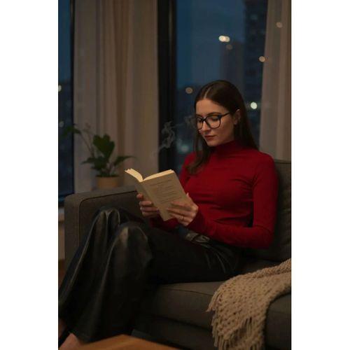 Kadın Bordo Parmak Geçmeli Uzun Kollu Body Esnek Fit Bluz
