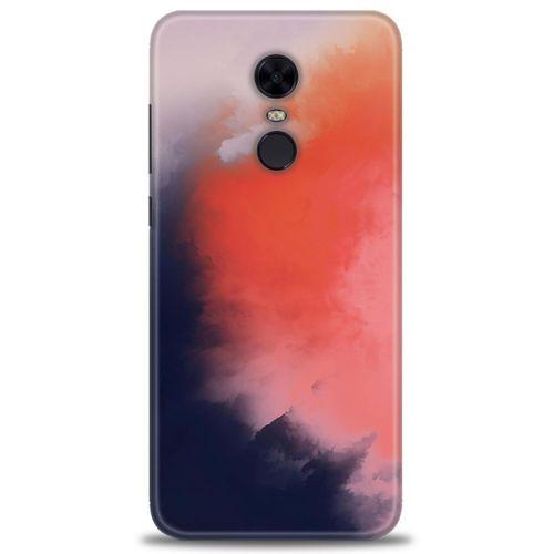 Xiaomi Redmi 5 Plus Kılıf HD Baskılı Kılıf - Sisli Turuncu + Tam Ekran Koruyucu