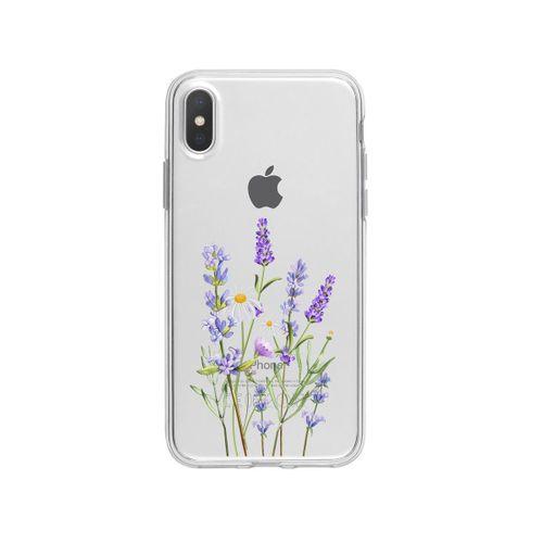 iPhone Xs Lavender Desenli Premium Şeffaf Silikon Kılıf