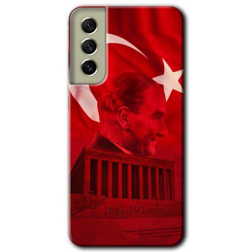 Samsung Galaxy S21 FE Kılıf Baskılı Kapak - Anıtkabir Atatürk + 5D Tam Kaplayan Cam
