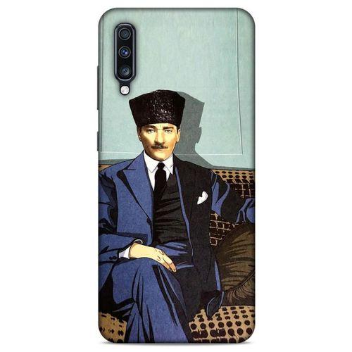 Samsung Galaxy A70s Kılıf Atatürk (48) Bumper Kılıf Yeşil Duvar