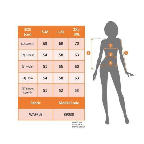 Kadın Uzun Kollu V Yakalı Waffle Bluz