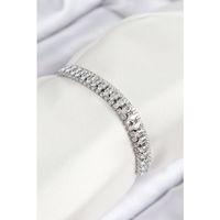 Pirinç Zirkon Taşlı Tennıs Model Gümüş Renk Asansörlü Kadın Bileklik