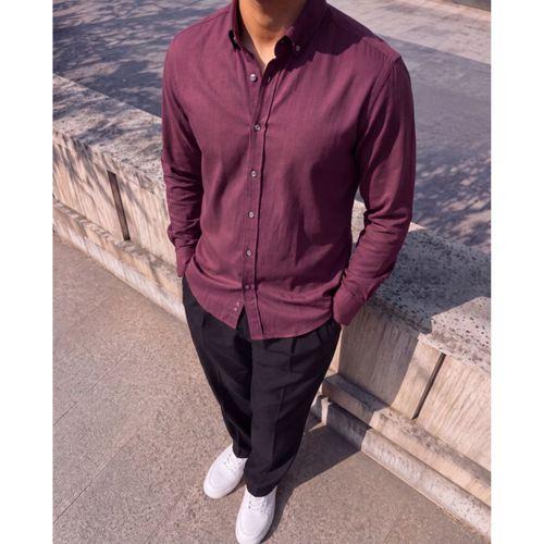 Erkek Standart Kesim Gabardin Kumaş Uzun Kollu Gömlek