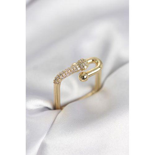 Gold Renk Zirkon Taşlı Tifani Model Kare Kadın Yüzük