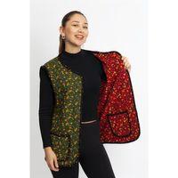 Kolsuz Meryem Çift Taraflı Cepli Pazen Kışlık Yelek Papatya Yeşil/Bordo PptyYşl