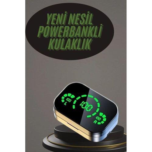 Kablosuz Bluetooth Kulaklık Çift Telefon Destekli Powerbankli Dijital Göstergeli