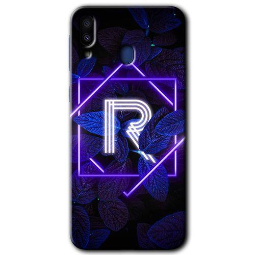 Samsung Galaxy M10s HD Baskılı Kılıf + 9D Tam Ekran Koruyucu - Dark Neon Yaprak R Harfi