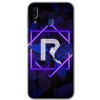 Samsung Galaxy M10s HD Baskılı Kılıf + 9D Tam Ekran Koruyucu - Dark Neon Yaprak R Harfi